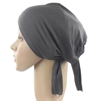 10 шт. (цвет случайный) Мусульманский женский Шарф для девочек, Хиджаб, Шапочка-капор, повязка на голову, Мягкий 100% хлопок, с противоскользящим поясом, Оптовая продажа