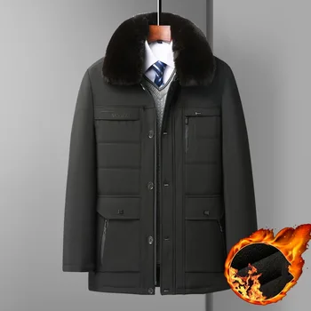 Большой размер 5XL Зимнее Теплое Свободное Хлопчатобумажное Пальто Утолщенная парка Повседневная Вельветовая верхняя одежда Длинная мужская куртка Брендовая одежда