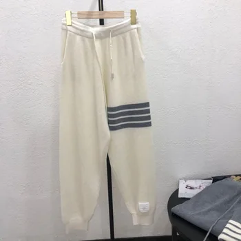 Высококачественные модные вафельные брюки в корейском стиле TB, шерстяная версия, уличная одежда для женщин