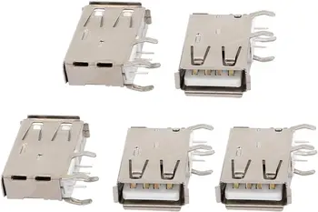 5 шт. Разъем USB 2.0 Type-A с 4 клеммами, боковая вставка, разъем для подключения печатной платы