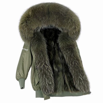 MAOMAOKONG 2022 новая Свободная подкладка из натурального меха енота с вышивкой, зимняя женская куртка с воротником из натурального меха, парки