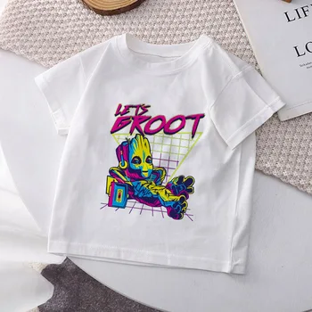 Детская футболка Groot Marvel, Кавайные футболки с героями мультфильмов 