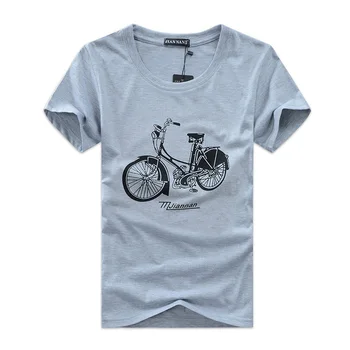 Мужские Футболки, Хлопковая Повседневная футболка с круглым вырезом и велосипедным принтом, 5 цветов, Большие Размеры S-5XL