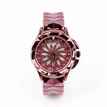 бренд 2023, женские импортные японские часы с полным бриллиантовым поворотным циферблатом, Relojes Mujer, женские фиолетовые часы Relogio Femino