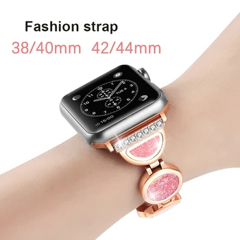 Бриллиантовый Ремешок Для Apple Watch Iwatch 4 3 2 1 Ремешок 42 мм 44 мм Из нержавеющей Стали, Сменный Ремешок для ремешка 38 40 мм, Женский браслет